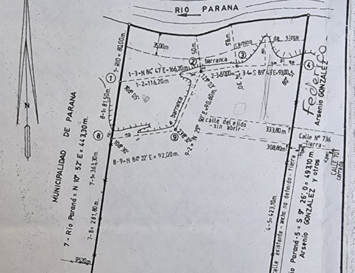 VENTA TERRENO EN PARANA CON SALIDA HACIA EL RIO DE 11 HECTAREAS