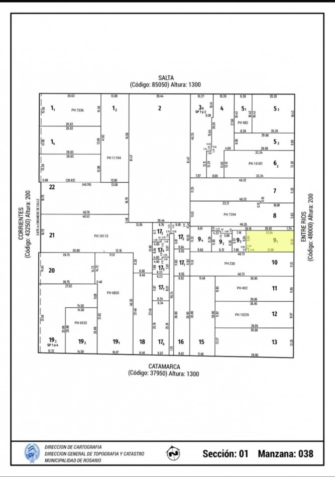 TERRENO ENTRE RIOS 254, APTO EDIFICIO PLANTA BAJA + 8 PISOS. FRENTE ESTE. 230M2. SOLO CONTADO