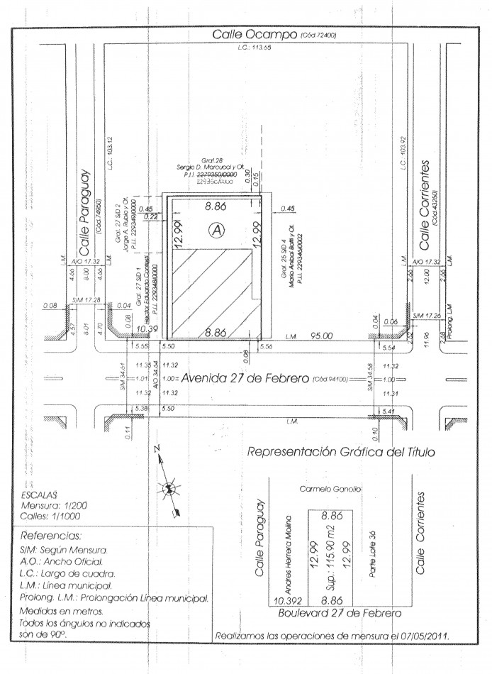TERRENO SOBRE BV. 27 DE FEBRERO CASI ESQUINA PARAGUAY APTO PARA EDIFICIO