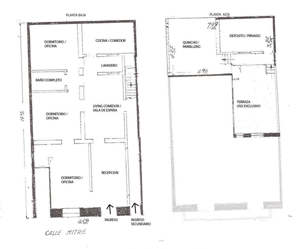 Casa en planta baja en PH 3 dormitorios, terraza con parrillero. Posibilidad de uso comercial/profesional. Opcion de ALQUILER